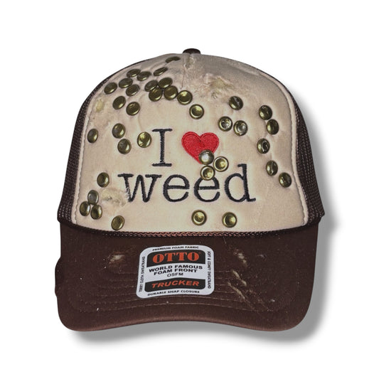 IHeartWeed_Studded Trucker Cap