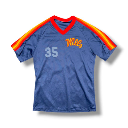 Vintage Wills 35 Jersey Navy Blue Chainstitch Embroidered (XL)